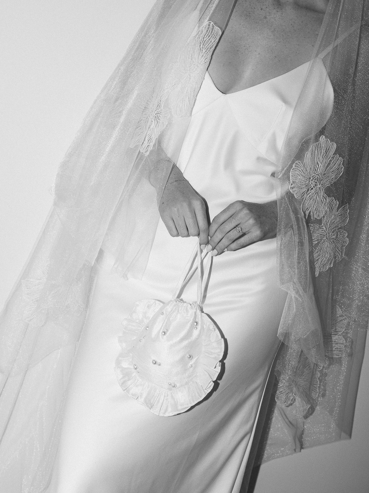 The Pearl Ruffle Wristlet