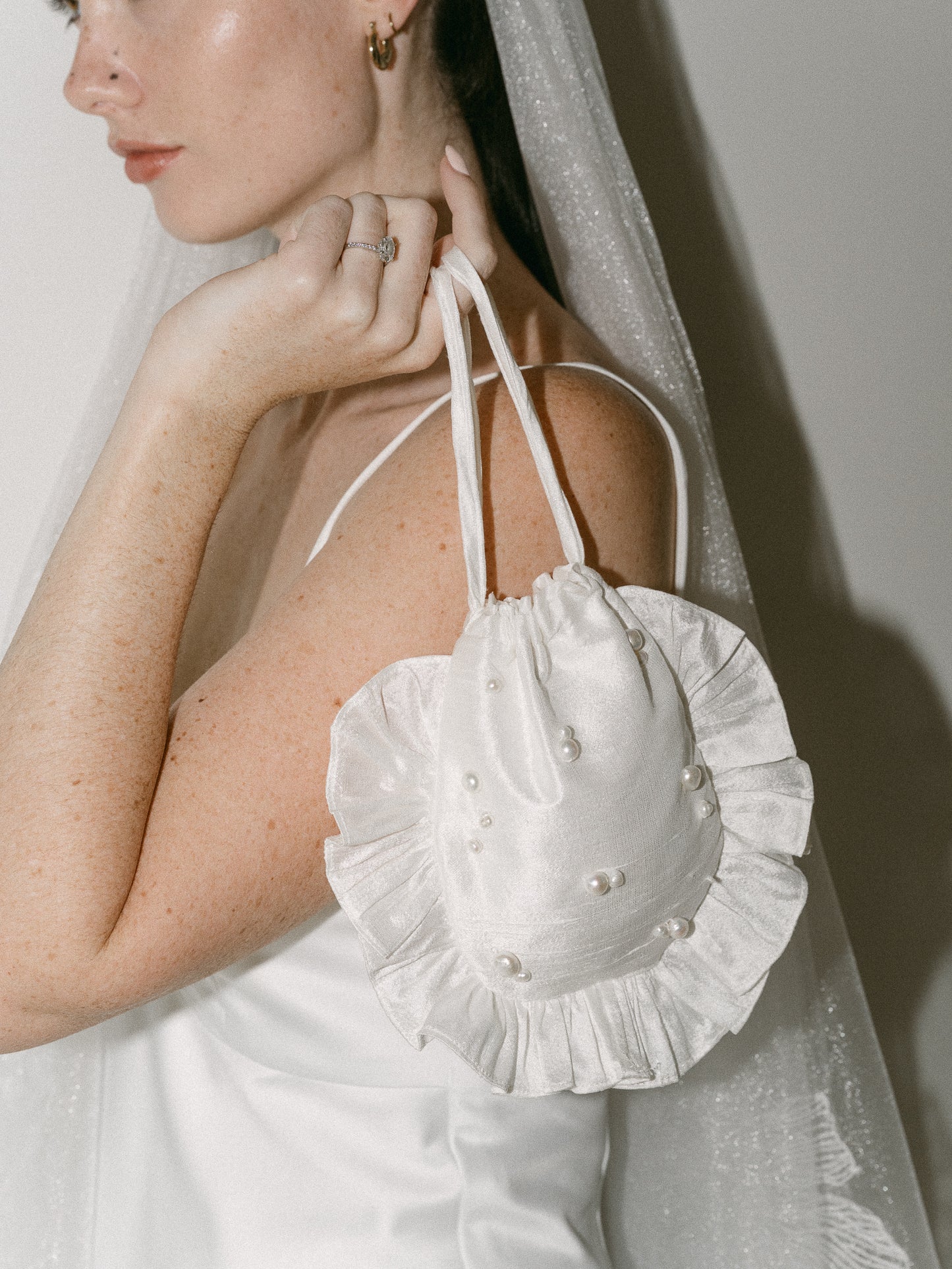 The Pearl Ruffle Wristlet