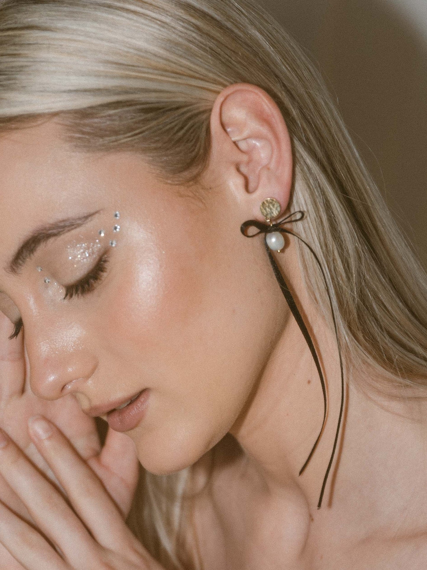 Black Satin bow Earring