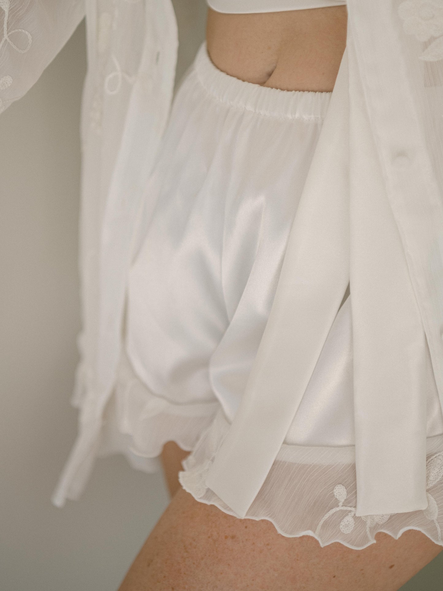 Poésie Dressing Shirt, Shorts & Bralette Set