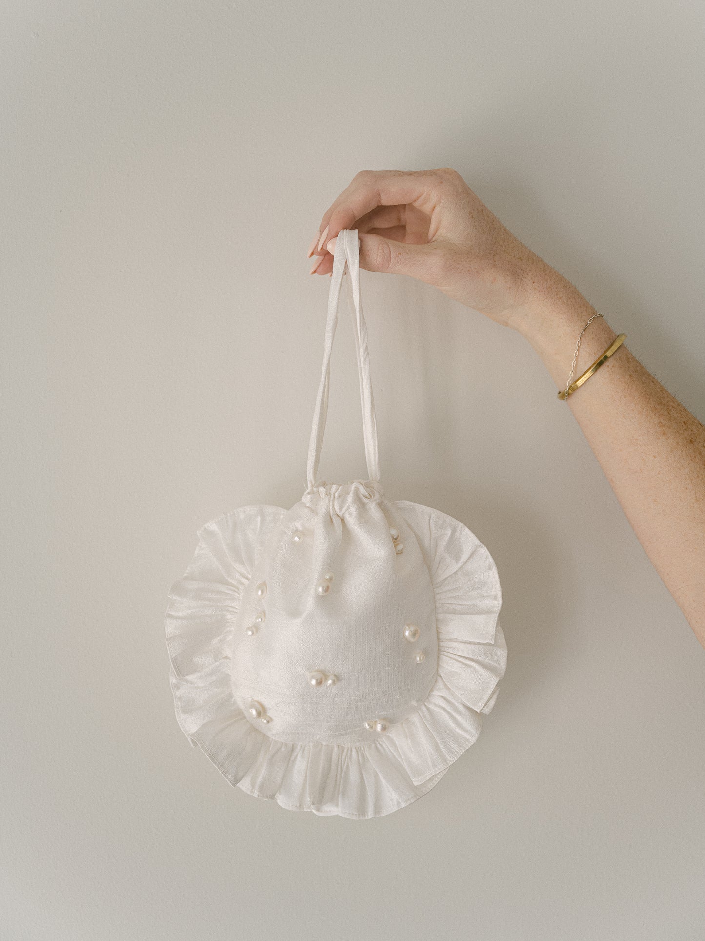 The Pearl Ruffle Wristlet