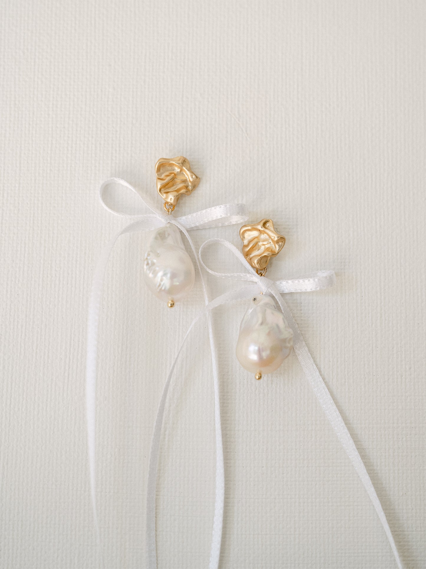 White Satin Bow Earrings
